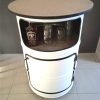 mini bar baril blanc avec plateau bois medium