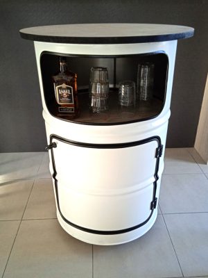 mini bar baril blanc 1 porte 1 niche