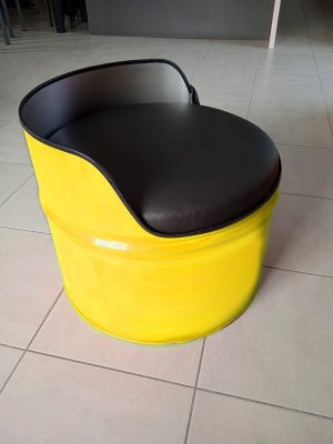 Fauteuil bidon recyclé club Jaune