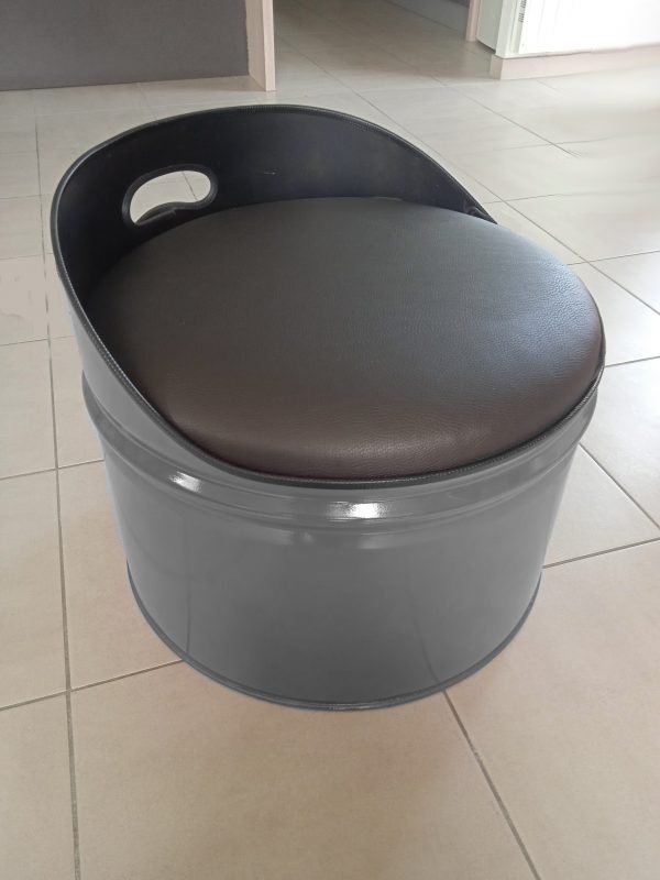 Fauteuil bidon recyclé design Gris