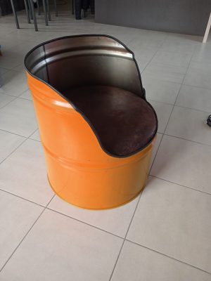 Fauteuil bidon recyclé dossier Orange Hermes