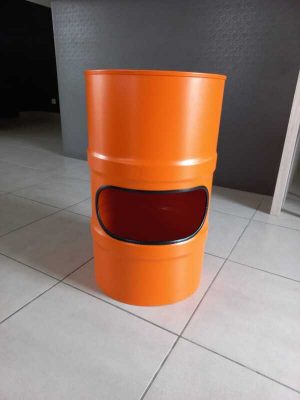 Tabouret bidon recyclé orange Hermes sans plateau repose pied