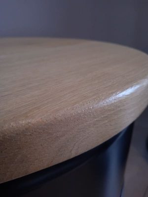 plateau chêne pour tabouret en bidons recyclés